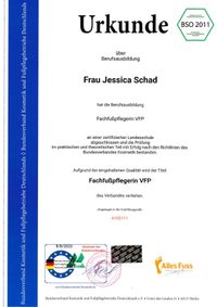 Urkunde Fachfu&szlig;pflegerin Jessica Schad